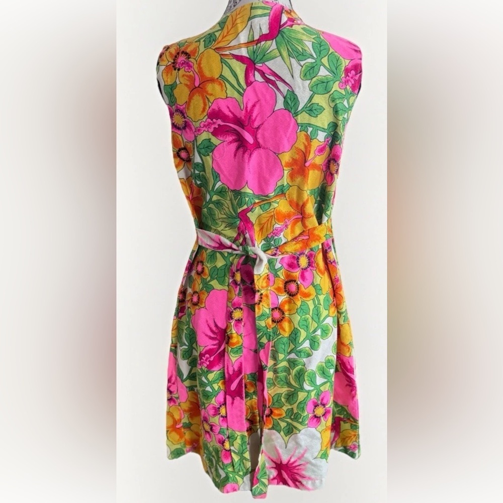 Vintage Aloha Authentic Hawaiian Originals Bright Pink Cotton Floral Dress S - Picture 6 of 11